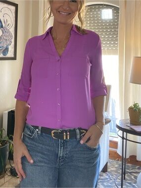 Express Women's Button-Down Shirt in Bright Orchid Purple